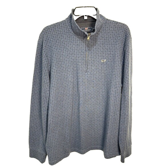 Vineyard Vines Pullover Blue  Anchor  1/4 Zipper Hoodie Mens Large - Picture 3 of 6